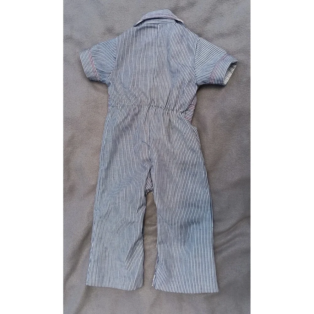 Vintage 1950s Toddler Railroad Engineer Coveralls Costume Halloween Striped Rare